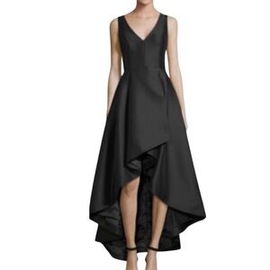 CALVIN KLEIN Black Gown High Low Hem V Neck Sleeveless Back Zipper Size 14